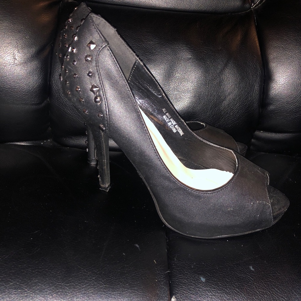 Pleather studded heels